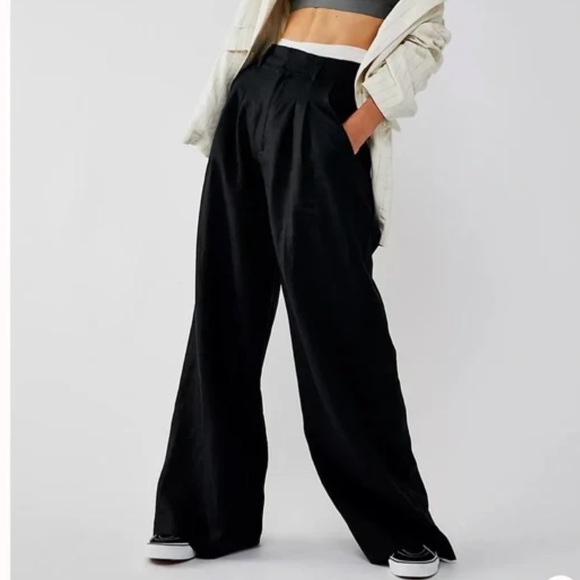 NWT Free People X Aureta Amity Linen Wide Leg Pants Size 25 Z193